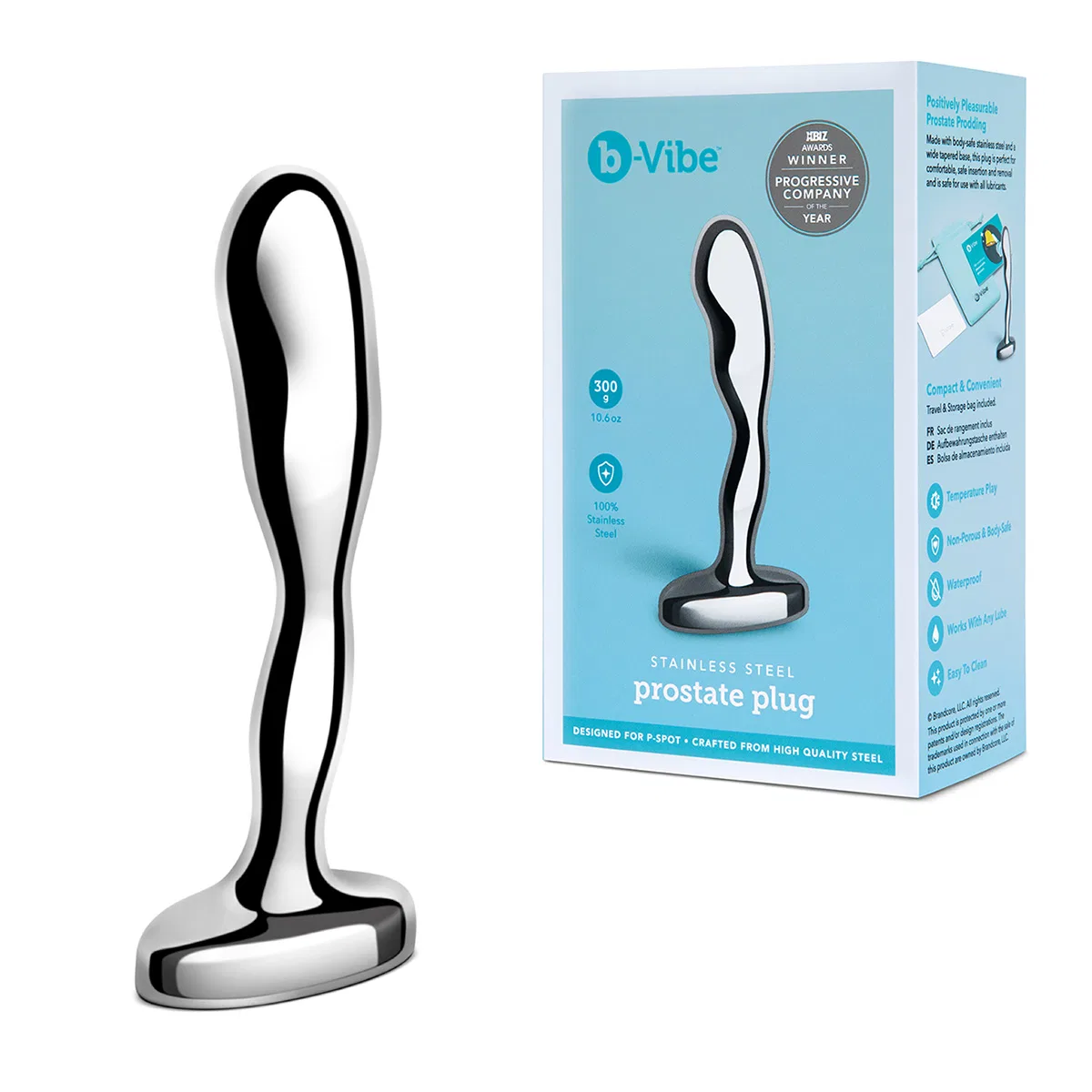 Стальной стимулятор простаты b-Vibe Stainless Steel Prostate Plug