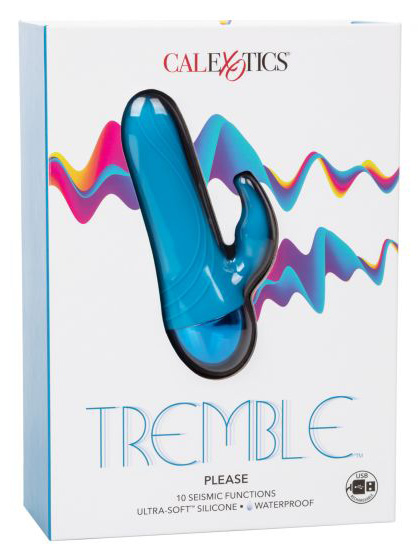 Голубой мини-вибратор Tremble Please - 12 см.