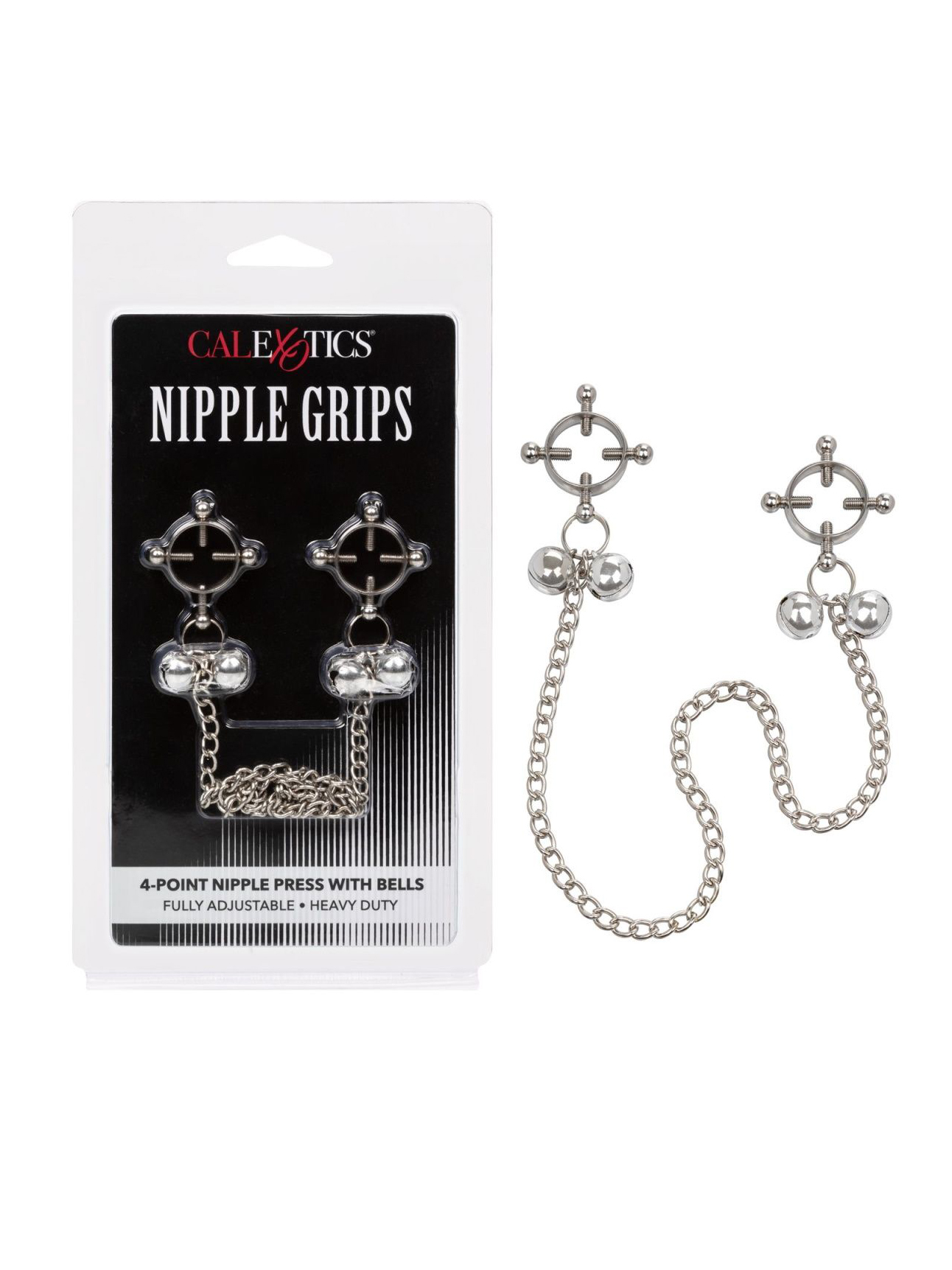 Металлические зажимы для сосков на цепочке Nipple Grips 4-Point Nipple Press with Bells