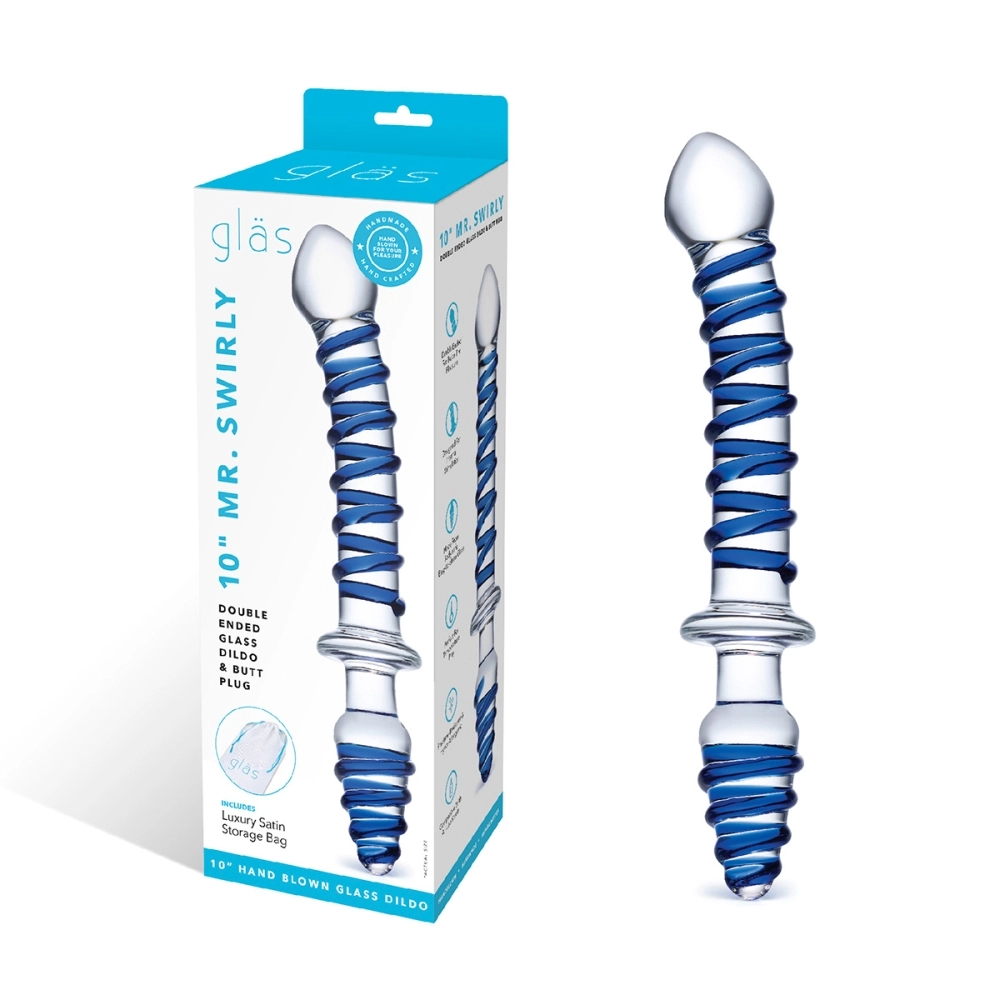 Двусторонний фаллоимитатор с анальной пробкой Mr. Swirly Dildo & Butt Plug - 25 см.