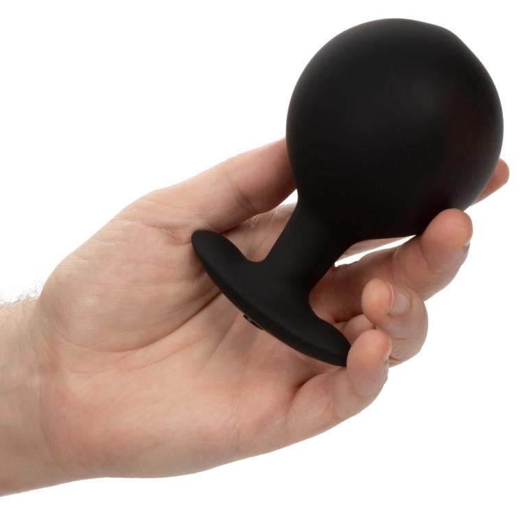 Черная расширяющаяся анальная пробка Weighted Silicone Inflatable Plug Large - 8,25 см.