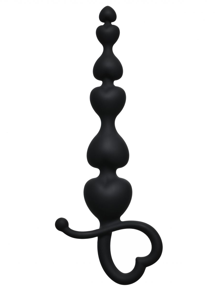 Чёрная анальная цепочка Begginers Beads - 18 см.