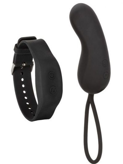 Черное виброяйцо с браслетом-пультом Wristband Remote Curve