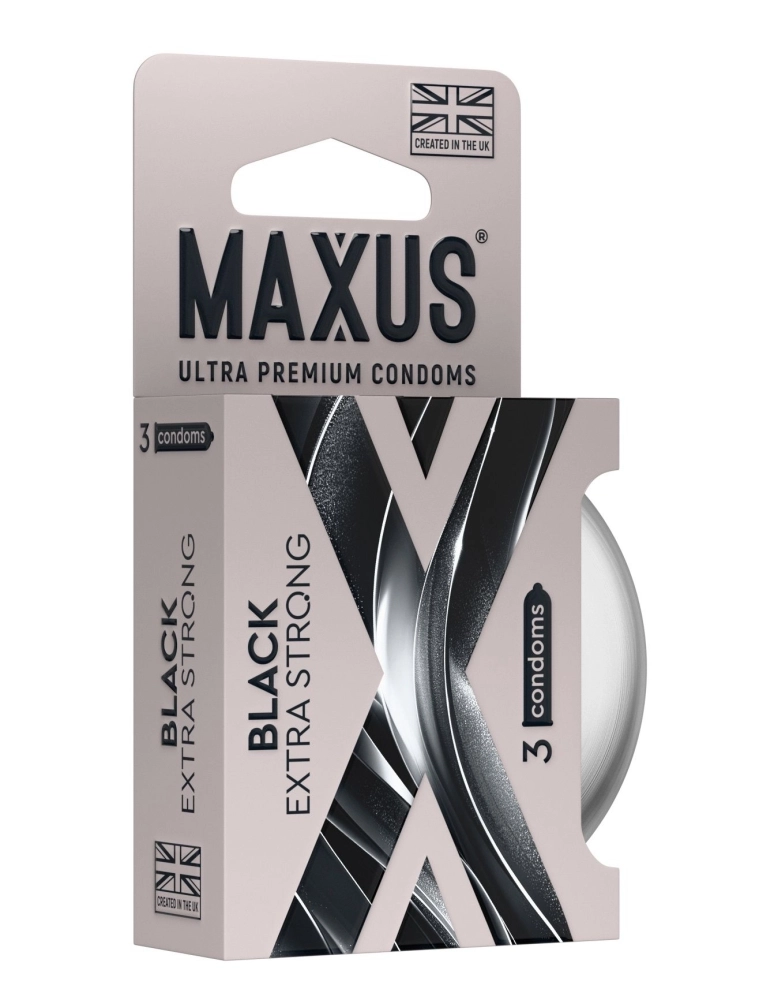 Черные утолщенные презервативы MAXUS Extra Strong с железным кейсом