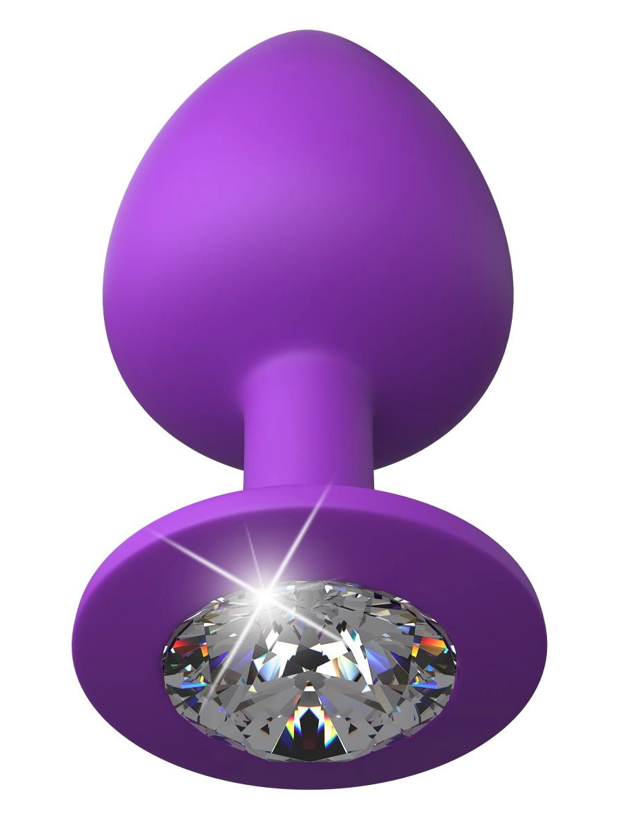 Фиолетовая анальная пробка со стразом Her Little Gem Large Plug - 9,5 см.