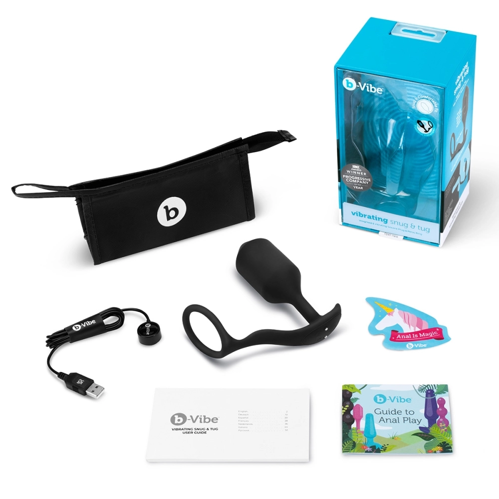 Анальная вибропробка с эрекционным кольцом b-Vibe Vibrating Snug & Tug