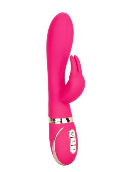 Розовый силиконовый вибратор с клиторальным отростком Signature Silicone Ultra-Soft Rabbit - 22,75 см.