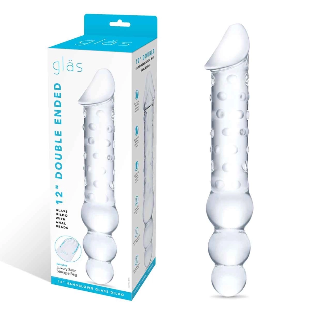 Прозрачный двухсторонний стимулятор 12  Double Ended Dildo - 28 см.