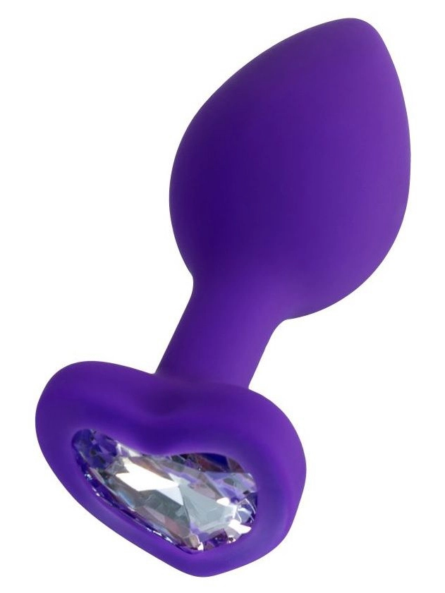 Розовая анальная втулка Diamond Heart с прозрачным кристаллом - 8 см.