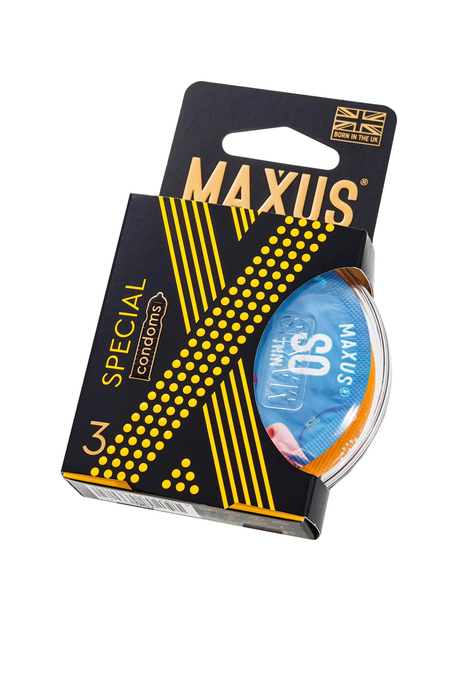 Презервативы с точками и рёбрами в пластиковом кейсе MAXUS AIR Special - 3 шт.