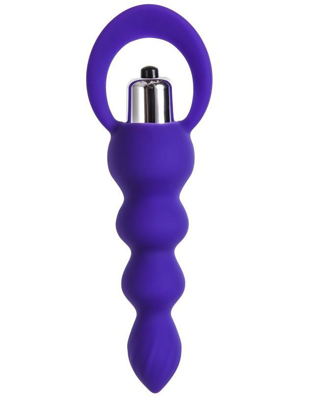 Фиолетовая анальная вибровтулка Twisty - 14 см.