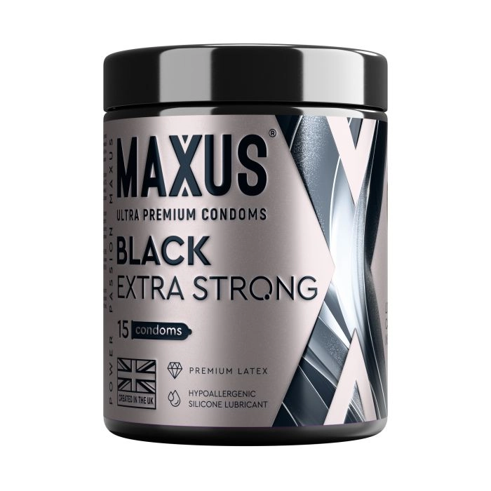 Черные утолщенные презервативы Maxus Extra Strong