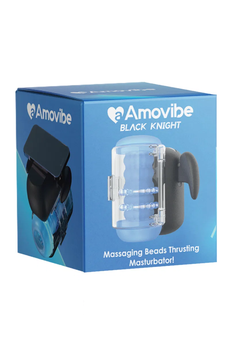 Робот-мастурбатор с массажем бусинами Amovibe Black Knight