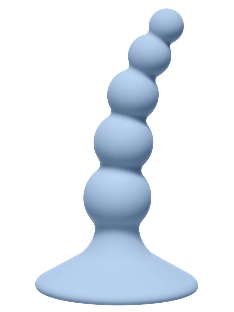 Голубая анальная пробка Ribbed Plug Blue - 10,5 см.