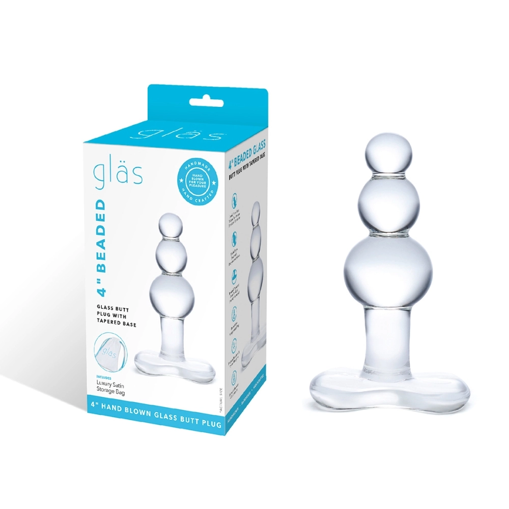 Прозрачная анальная пробка-елочка с 3 шариками Butt Plug with Tapere Base - 11 см.