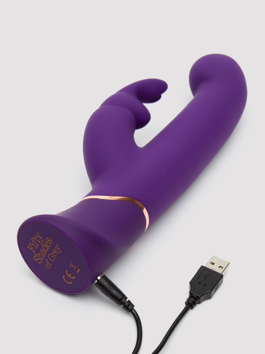 Фиолетовый вибратор Greedy Girl Power Motion Thrusting Rabbit Vibrator - 21,6 см.