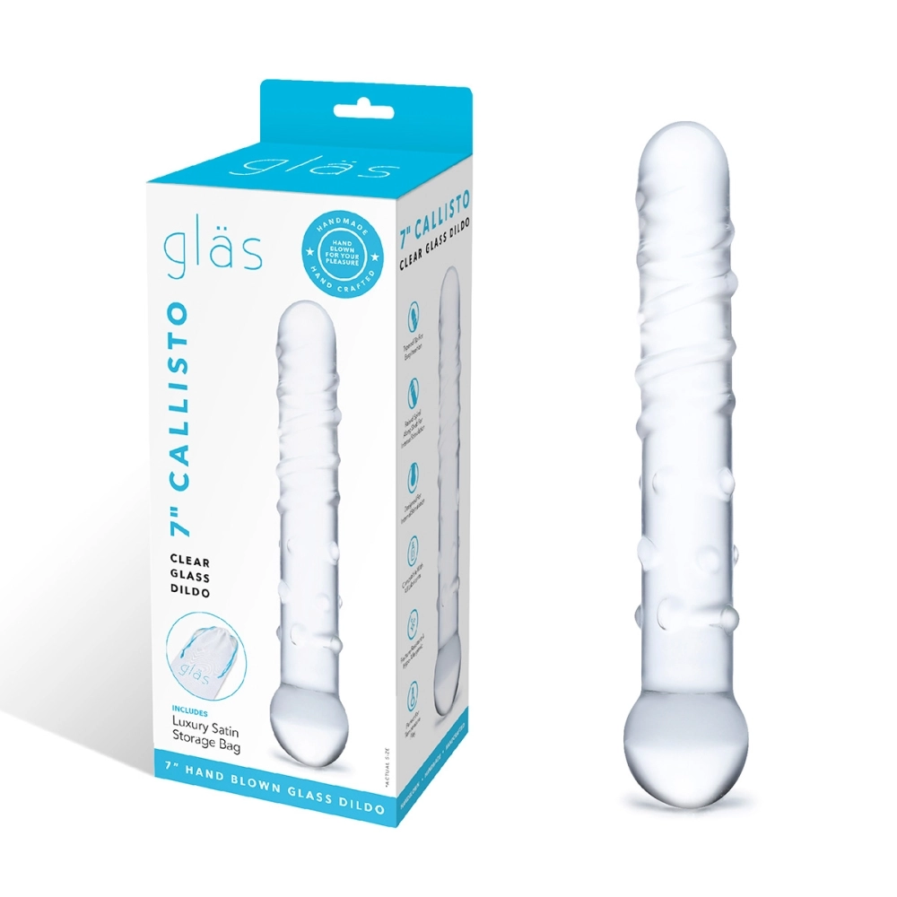 Стеклянная прозрачная палочка-фаллос Callisto Clear Glass Dildo - 18 см.