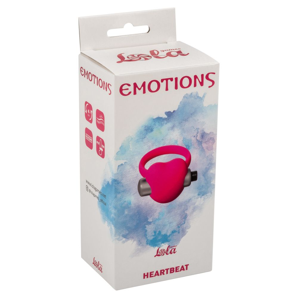 Розовое эрекционное виброколечко Emotions Heartbeat