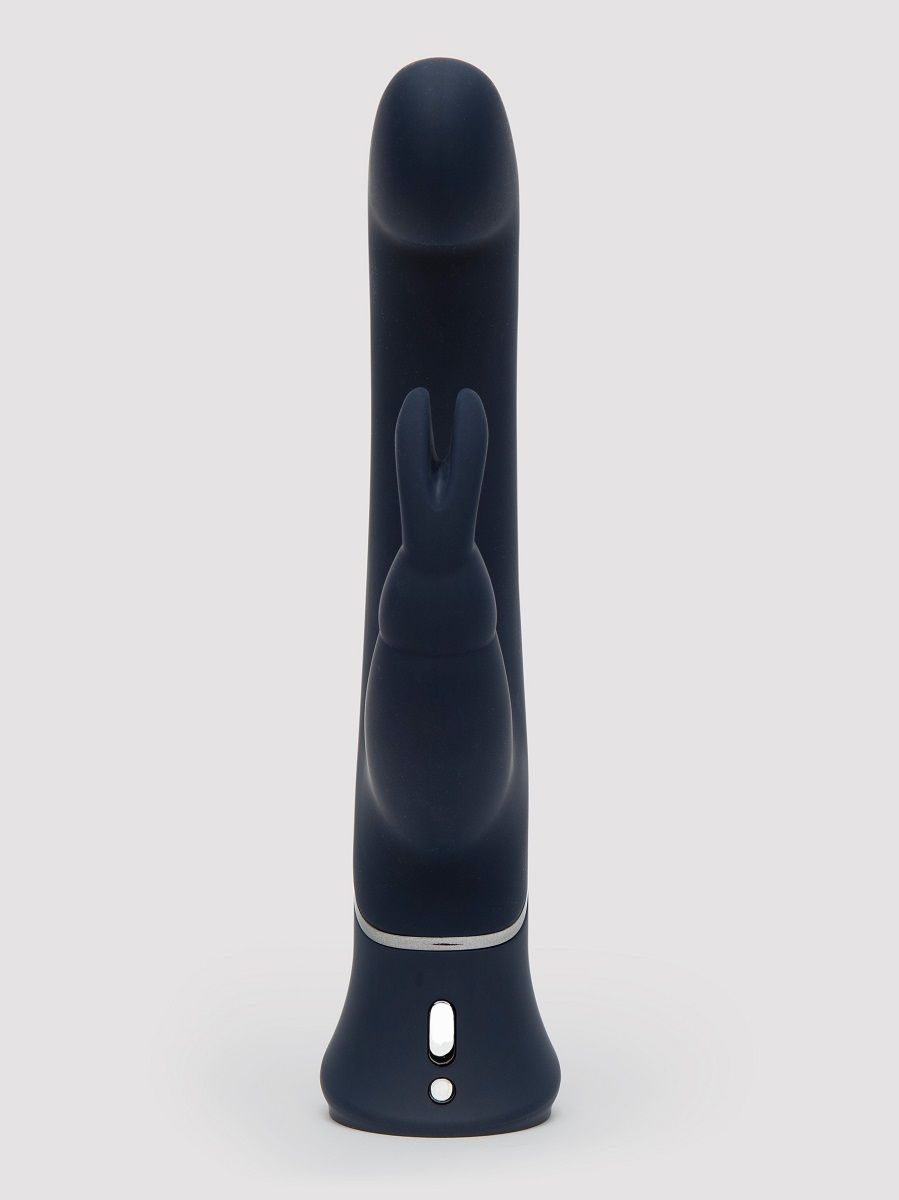 Темно-синий вибратор-кролик Greedy Girl Real-Feel Rabbit Vibrator - 25,4 см.