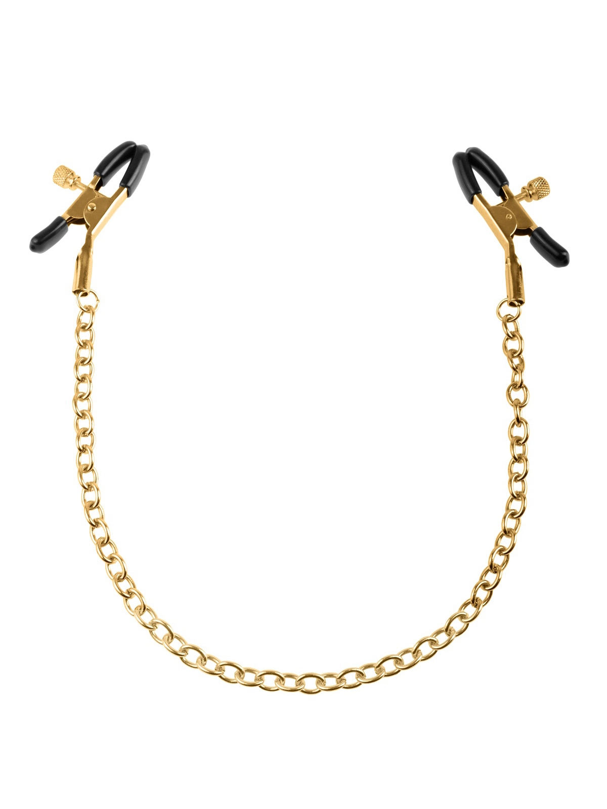 Чёрные с золотом зажимы на соски Gold Chain Nipple Clamps
