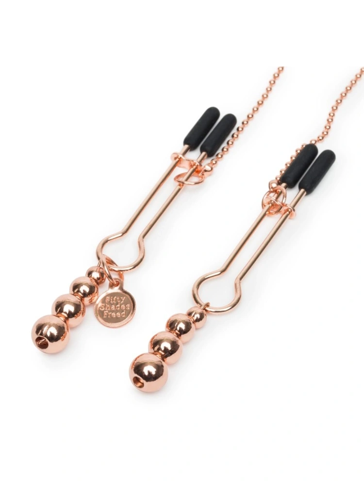 Золотистые зажимы для сосков и клитора All Sensation Nipple and Clitoral Chain