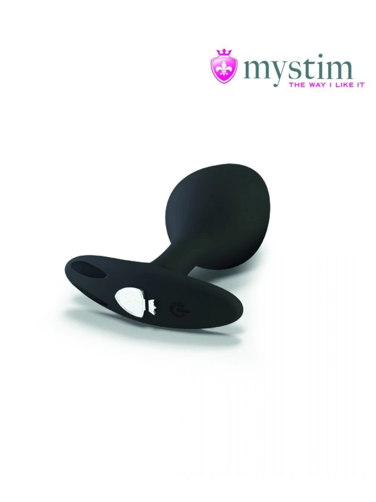 Черная пробка Mystim Rocking Vibe S с возможностью подключения к электростимулятору - 9,7 см.