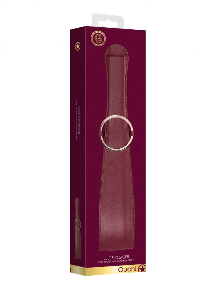 Бордовая шлепалка Belt Flogger - 54 см.
