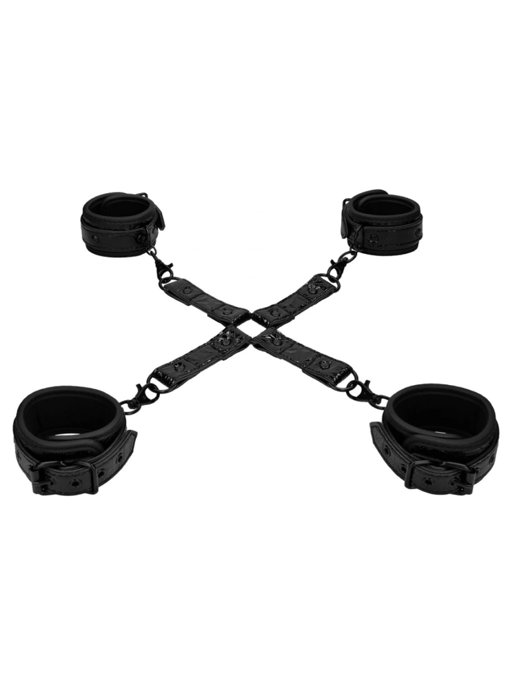 Черные наручники и наножники Luxury Hogtie