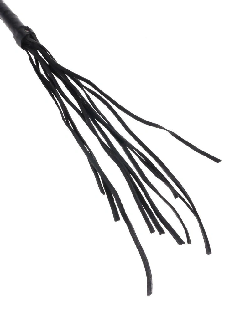Чёрная кожаная плетка Cat-O-Nine Tails - 63,5 см.