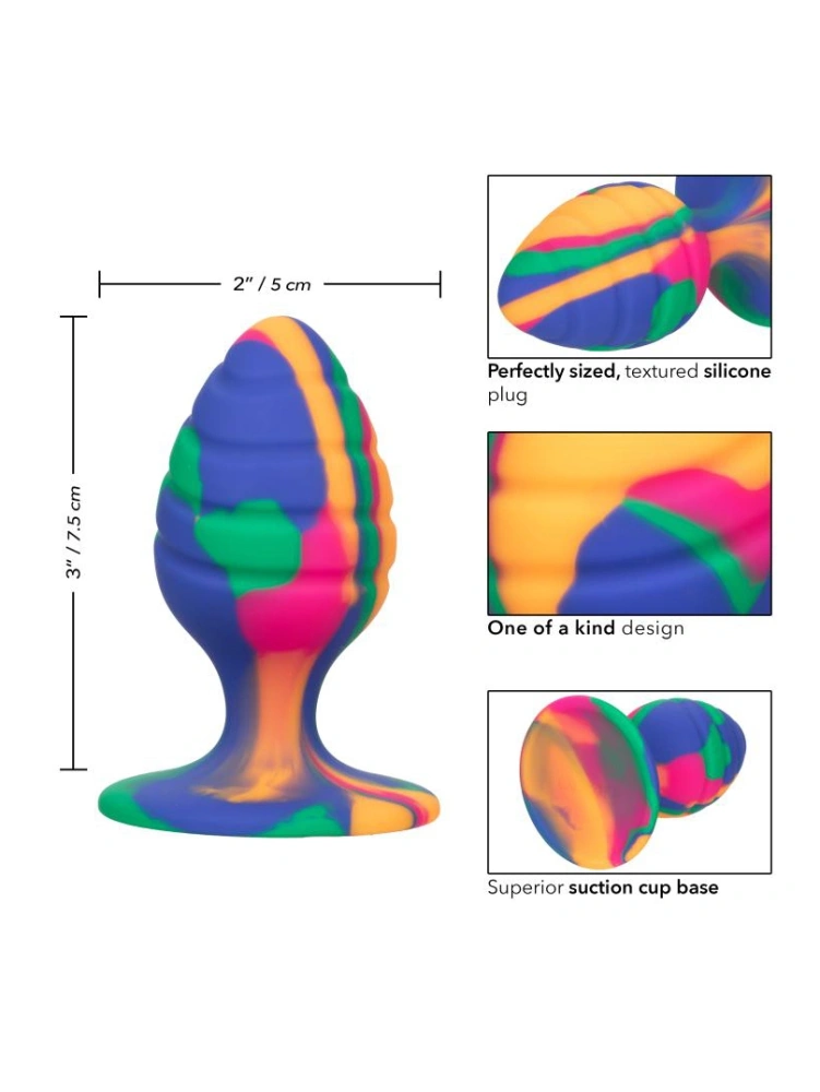 Яркая анальная пробка Cheeky Medium Swirl Tie-Dye Plug - 7,5 см.