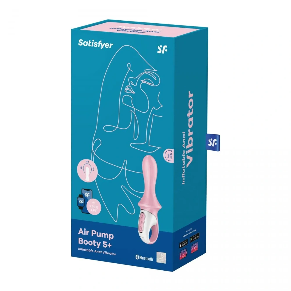 Розовый вибромассажер Air Pump Booty 5+ - 18,1 см.