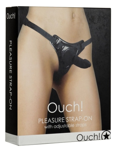 Чёрный страпон Pleasure Strap-On - 14,5 см.