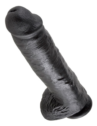 Черный фалоимитатор-гигант на присоске - 28 см.