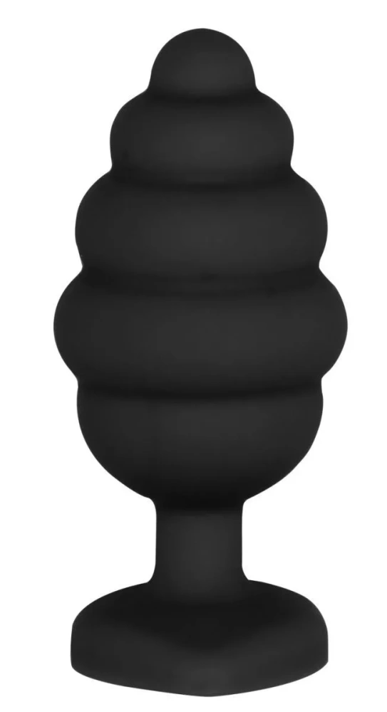 Анальная пробка Large Ribbed Diamond Heart Plug - 8 см.