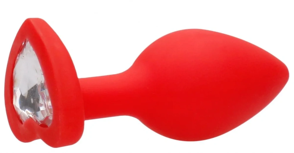 Анальная пробка с кристаллом Diamond Heart Butt Plug - 7,3 см.