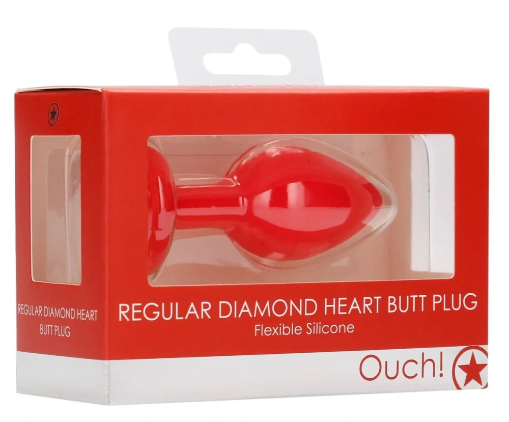 Анальная пробка с кристаллом Diamond Heart Butt Plug - 7,3 см.