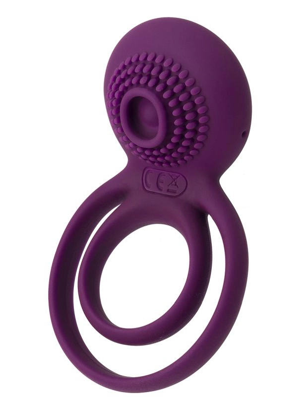 Фиолетовое эрекционное виброкольцо Tammy с подхватом мошонки