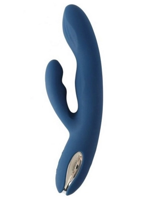 Синий вибратор-кролик Aylin с пульсирующей головкой - 21,5 см.