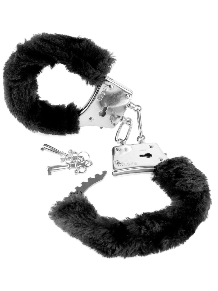 Меховые чёрные наручники Beginner s Furry Cuffs