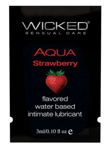 Лубрикант с ароматом клубники Wicked Aqua Strawberry - 30 мл.