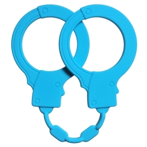 Голубые силиконовые наручники Stretchy Cuffs Turquoise