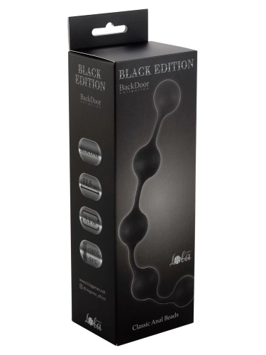 Чёрная анальная цепочка Classic Anal Beads - 31,5 см.