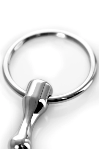 Серебристый фигурный уретральный плаг с кольцом в основании Metal - 18 см.