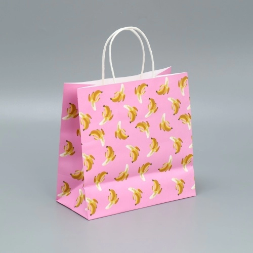 Пакет подарочный "Для тебя" розовый с бананом