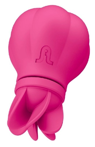 Розовый клиторальный стимулятор Caress с 5 заменяемыми насадками