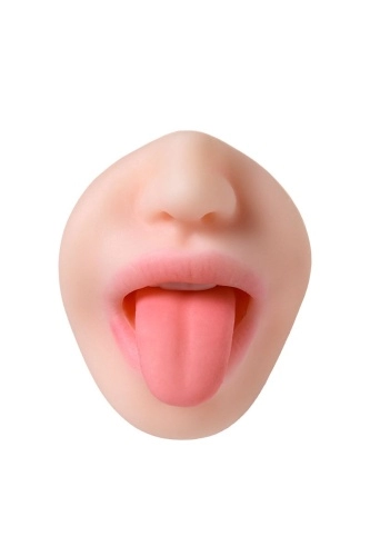 Телесный двусторонний мастурбатор Fruity Tongue - ротик и вагина